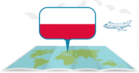 глобус с самолетом Польша